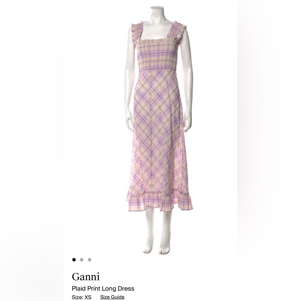 Ganni Purple Maxi A-line Dress with Ruffled Details - XS